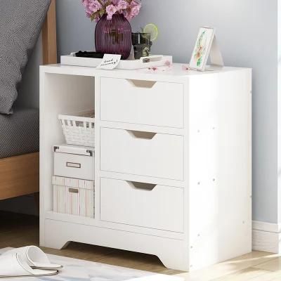 New Style 3 Drawers Bedside Table Tall Bedroom Bedside Caddy Night Stand Wooden Leg Constructed