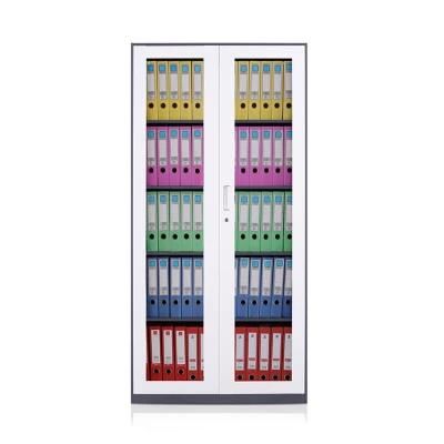 Modern Office School Furniture Steel Cupboard Storage Cabinet with Glass Doors