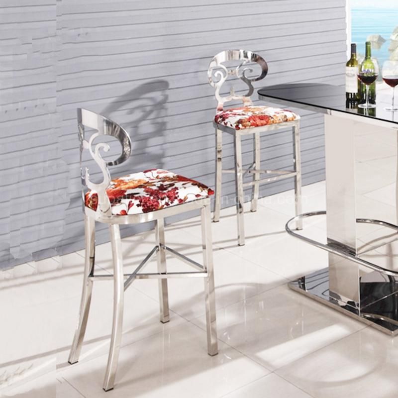 Modern Hotel Furniture Stainless Steel Bar Stools with Back