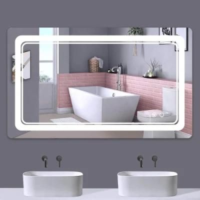 Home &amp; Hotel Horizontal or Vertical Backlit Bathroom Mirror Wall Mounted Anti-Fog Makeup Cosmetic Mirror with LED Light Over Vanity