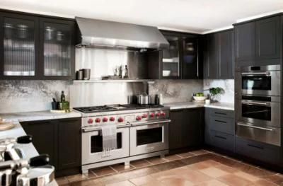 Medium Density Fibre Matt Black Design Shaker Pull-out Kitchen Cabinets