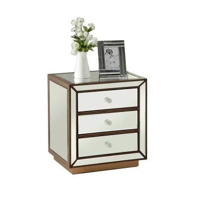 New Classical Furniture Mirrored Nightstand Bedisde Table for Home