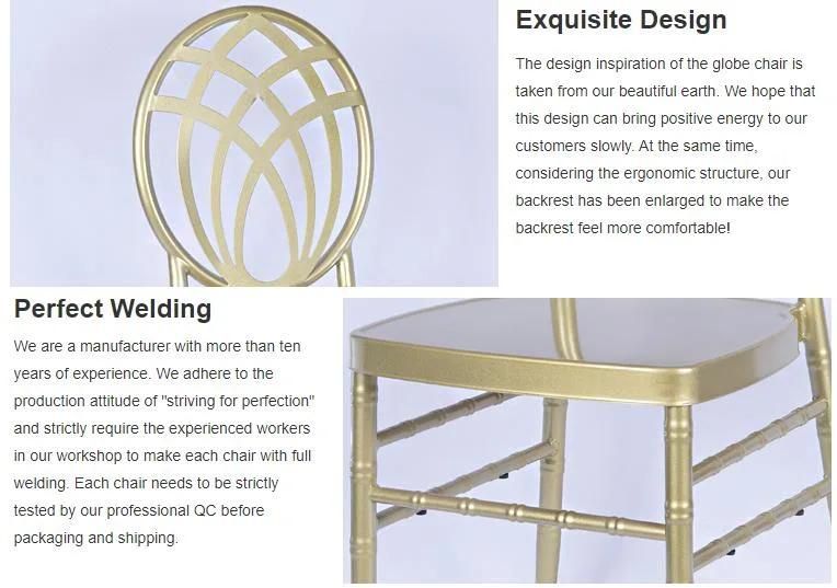 Gold Color Aluminum Office Furniture Globe Portable Wedding Banquet Chair