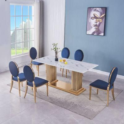 Modern Home Furniture Marble Top Golden Dining Tables