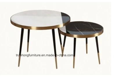 Round Glass Coffee Table with Stainless Steel Rose Gold Fish Scale Base