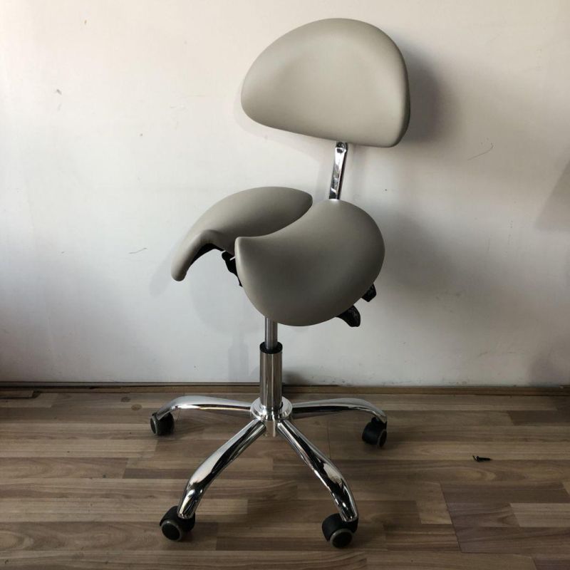 Ergonomic Split Seat Style Backrest Saddle Stool with Two Tilting Option