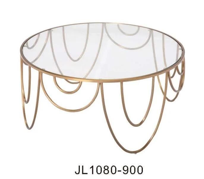 Design Wedding Furniture Round Glass Top Stainless Steel Center Table Coffee