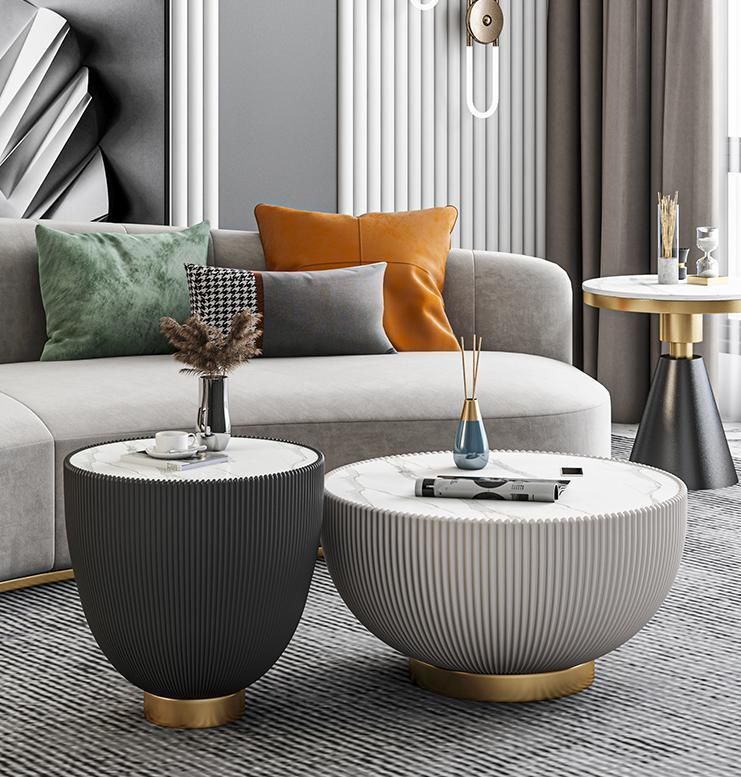 Round Coffee Table Furniture in Gold or Silver