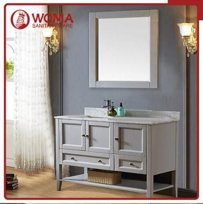 Single Basin Grey Color American Design Oak Bathroom Vanity Solid Wood Cabinet (1006C)