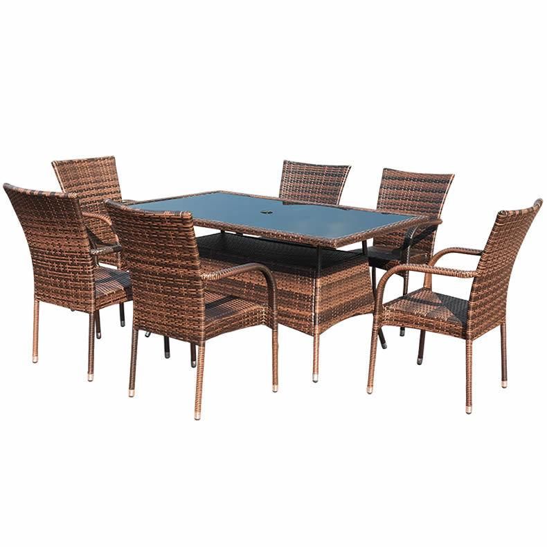 Rattan Outdoor Furniture Solid Wicker Garden Sets PE Rattan Table and Chairs