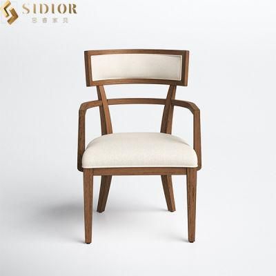 SGS Modern White Farmhouse Fabric Upholstered Solid Wood Dining Chair