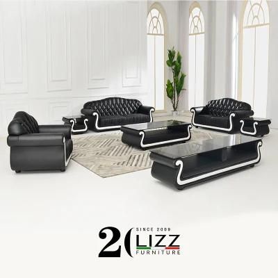 European Style Modern Living Room Furniture Italian Top Grain Genuine Furniture Set Leather Couch