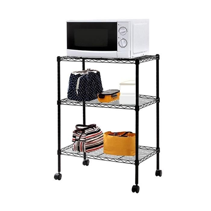 Home Kitchen Furniture Household Chrome Wire Storage Rack Trolley