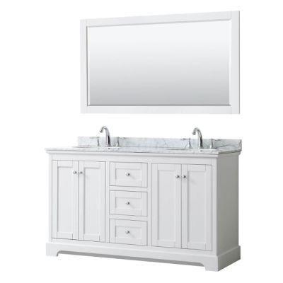 China Factory Wholesale Modern Bathroom Vanity -White with Double Ceramic Sinks