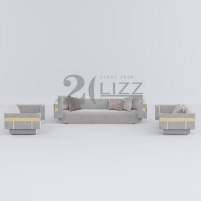 Professional European High Quality Hotel Home Furniture Modern Leisure Living Room Fabric Grey Sofa Set