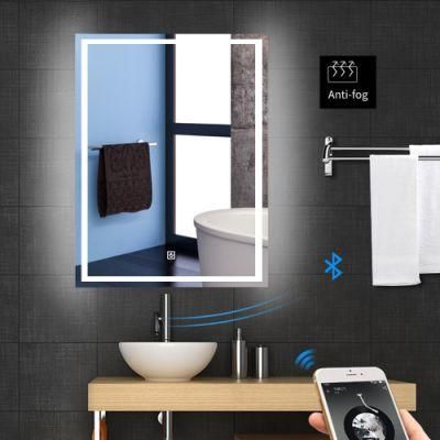 Modern Bathroom LED Mirror with Light Magnifier Defogger Speaker Dimmer