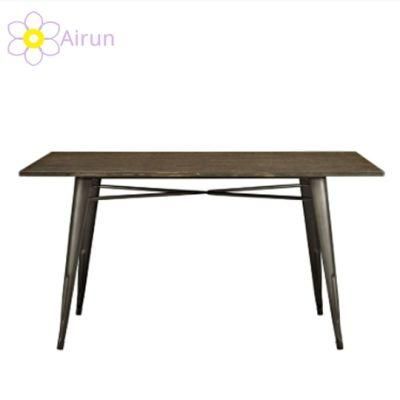 Cheap New Solid Wood Metal Frame Color Optional Classic Vintage Industrial Dining Table and Chairs for Dining Room