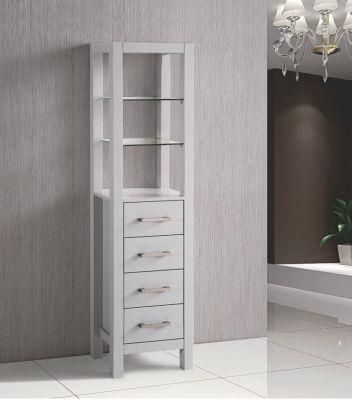 Solid Wood Side Vanity Tall Bathroom Furniture Cabinet