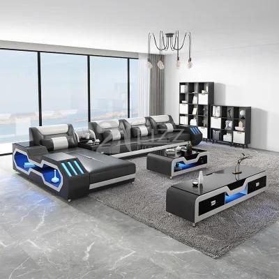 Australia Popular Home Living Room Furniture Modern Leather LED Smart Sofa