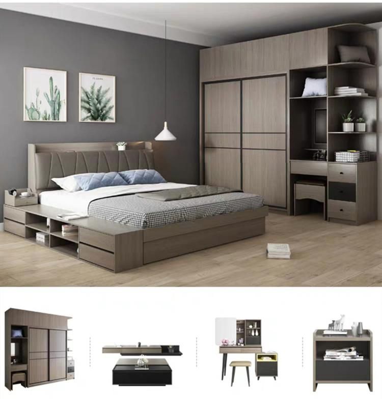 Wholesale Wood Modern Home Bedroom Furniture Set MDF Folding Wall King Sofa Double Bed