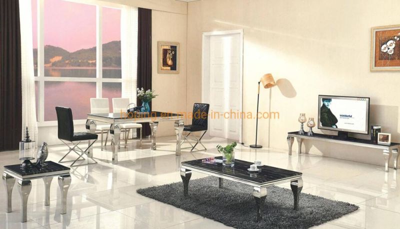 Antique Design White Marble Coffee Table Industrial Modern Metal Legs Square Marble Dining Table Set