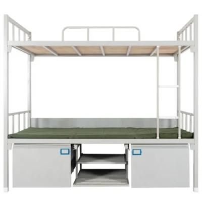Steel Student Dormitory Iron Bunk Bed with Study Table Wardrobe and Stairs
