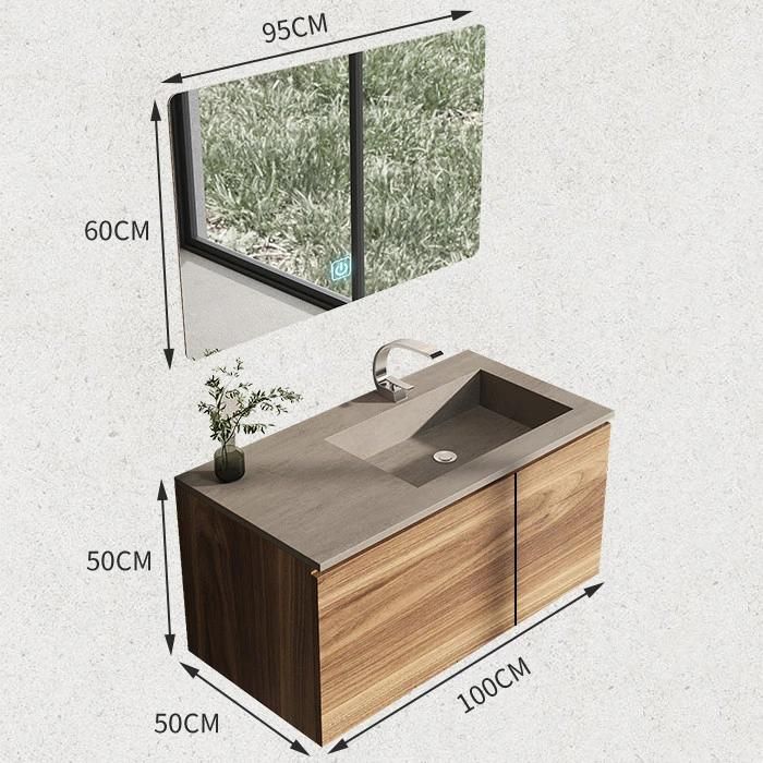 Hotel Modern Melamine Wall-Mounted Bathroom Vanity Set Wash Basin Cabinet