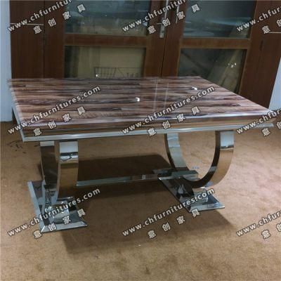 Hot Selling Stainless Steel Marble Dining Table for Living Room Furniture Yc-St34