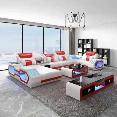 Latest Design Modern American Lighting Furniture Living Room Leather Sectional Sofa Set