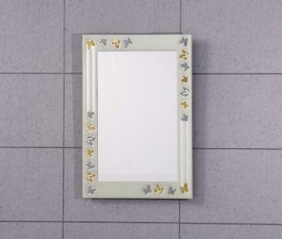 Stylish Home Decor Rectangle Bathroom Mirror with Resin Embossed Patterns
