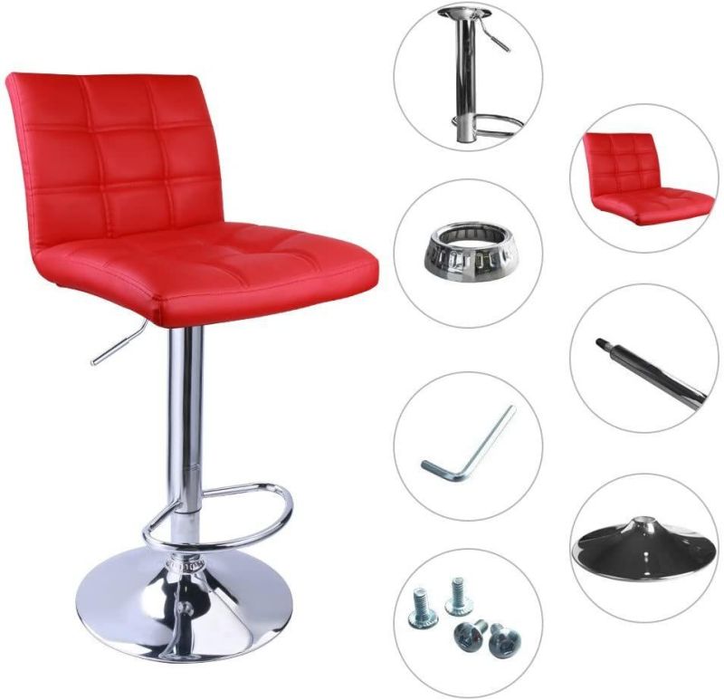 Modern PU Height Adjustable Design Relax Backrest Cafe Bar Chair Stool with Footrest