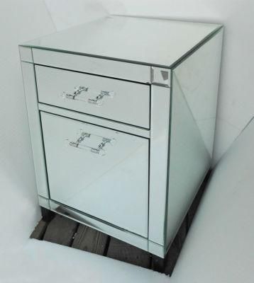 Luxury Sliver 2 Drawers Mirrored Furniture Bedside Table for Bedroom