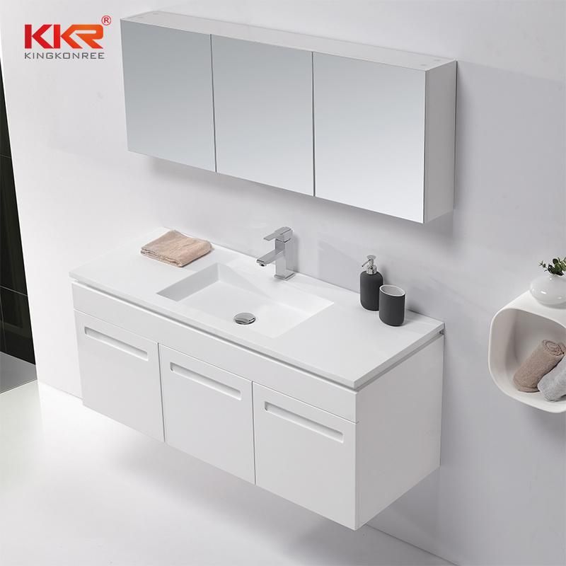 European Design Vanity Bathroom Solid Surface Basin Cabinet