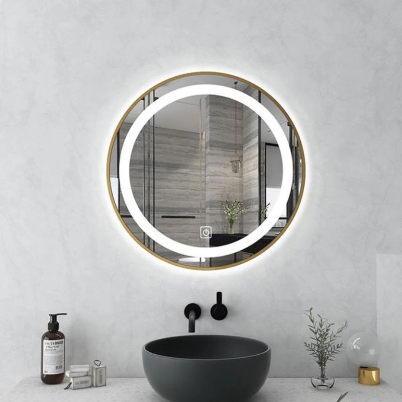 Sairi Custom Modern Bathroom Wall Mounted Illuminated Smart LED Mirror with Time Display