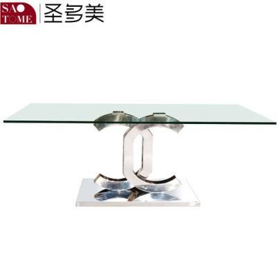 Living Room Furniture Simple Transparent Glass Coffee Table