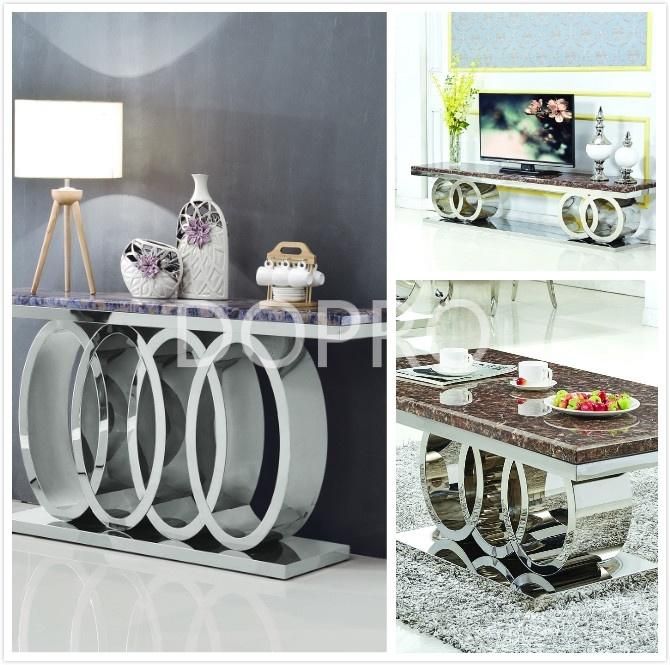 Popular Design Dining Table Stainless Steel Marble Top