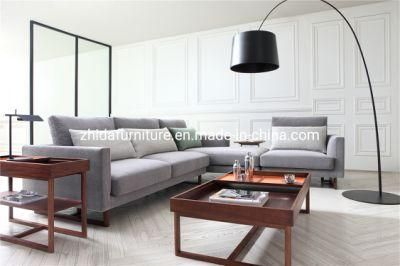 High Quality Zhida Luxury Home Furniture Modern Villa Living Room Solid Wood Leg Sofa Sectional Modular Fabric L Shape Sofa for Hotel Project