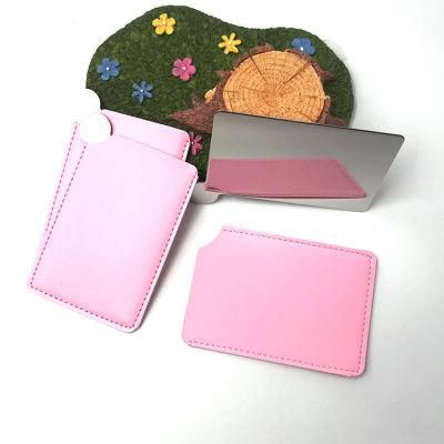 Customized Wholesales Mini Makeup Hand Held Cosmetic Stainless Steel Leather Pocket Mirror