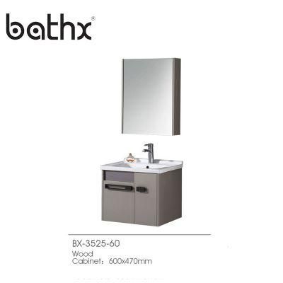 Modern Design Sanitary Ware Mirror Wall-Mounted Ply Wood Bathroom Cabinet with Ceramic Vanity Basin