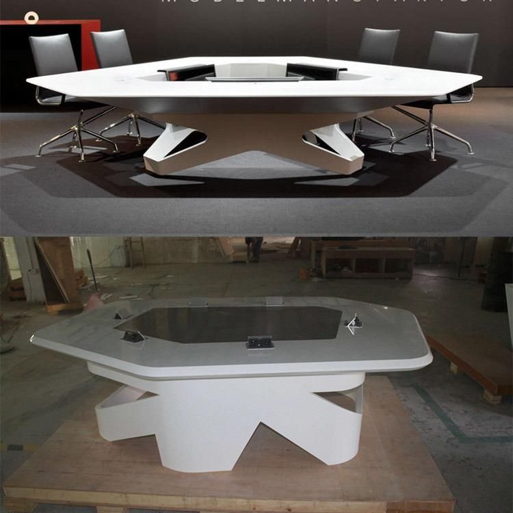 USA Luxury Design White Corian Furniture Office Meeting Boardroom Conference Table Set