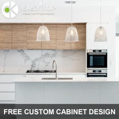 Australia Modern Style Plywood Laminate Quartz Stone Wood Grain Modular Kitchen Cabinet MDF Kitchen Cabinet
