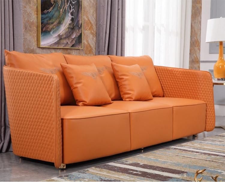 High-Quality Stylish Modern Stainless Steel Frame Leather Sofa for Living Room