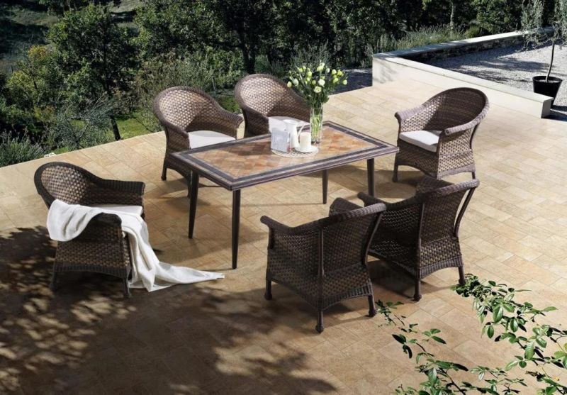 Aluminium Handmade Wicker Weaving Dining Set Outdoor Furniture