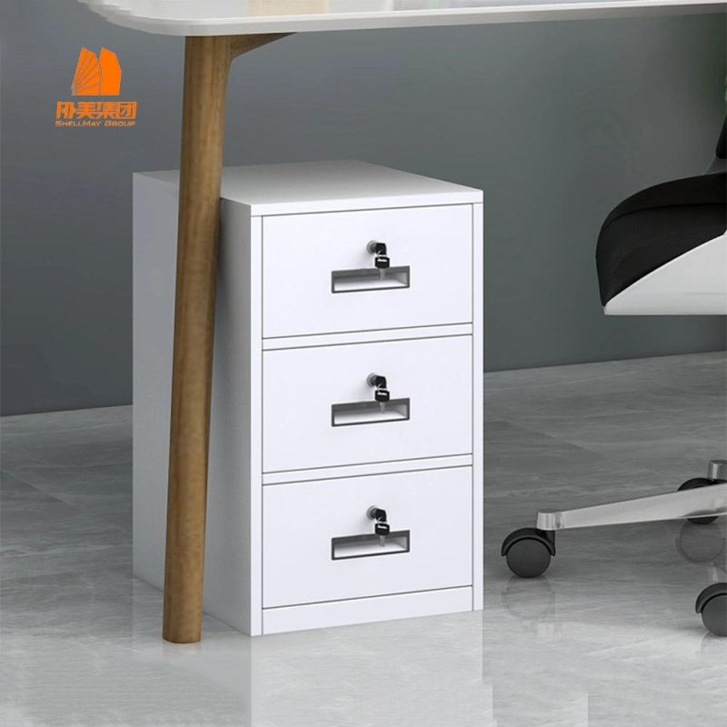 Metal Three-Drawing Office Desk with Lock File Cabinet, Modern Office Furniture.