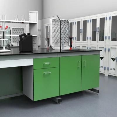 The Newest School Steel Lab Furniture with Cover in Dispenser, Durable Hospital Steel Lab Bench with Reagent Shelf/