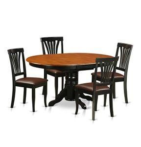 East West Furniture Avon5-Blk-LC 5-Piece Dining Table Set, Black/Saddle Brown Finish