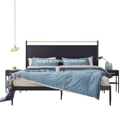 Nordic Simple Bedroom Furniture Metal Headboard Stainless Steel Dormitory Double Bed