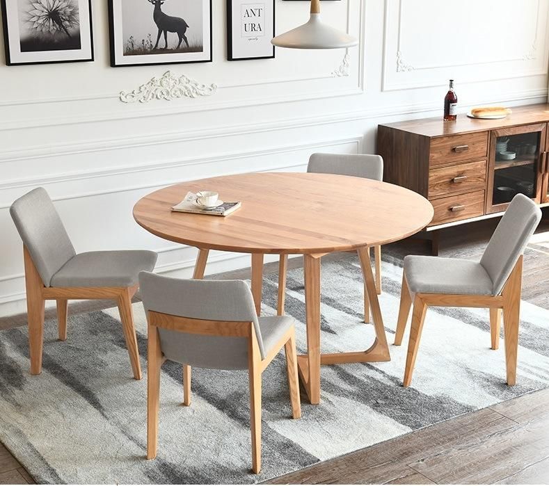 Nordic Hotel/Home Dining Table Set Wooden Furniture Fabric Dining Chair Promotion Models