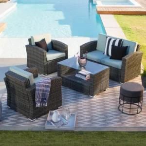 Modern Fabric Leisure Resin Wicker Furniture Sectional Outdoor Sofa with Aluminium Frame