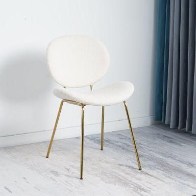 Luxury Design Restaurant Modern Dining Dining Plastic Seat Velvet Cover Chairs with Golden Chrome Leg